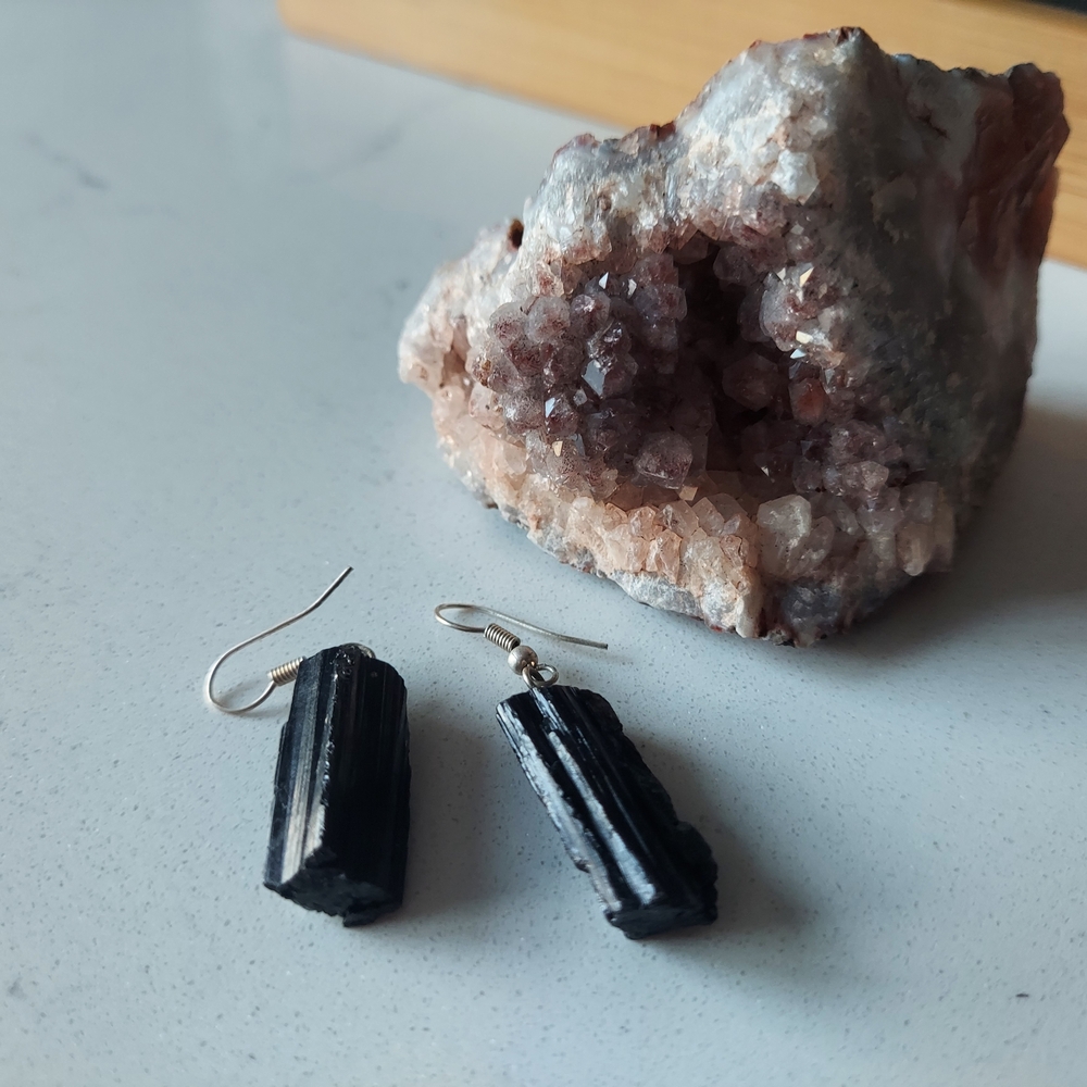 Minimalist Black Tourmaline Earrings to Heal Anger and Frustration